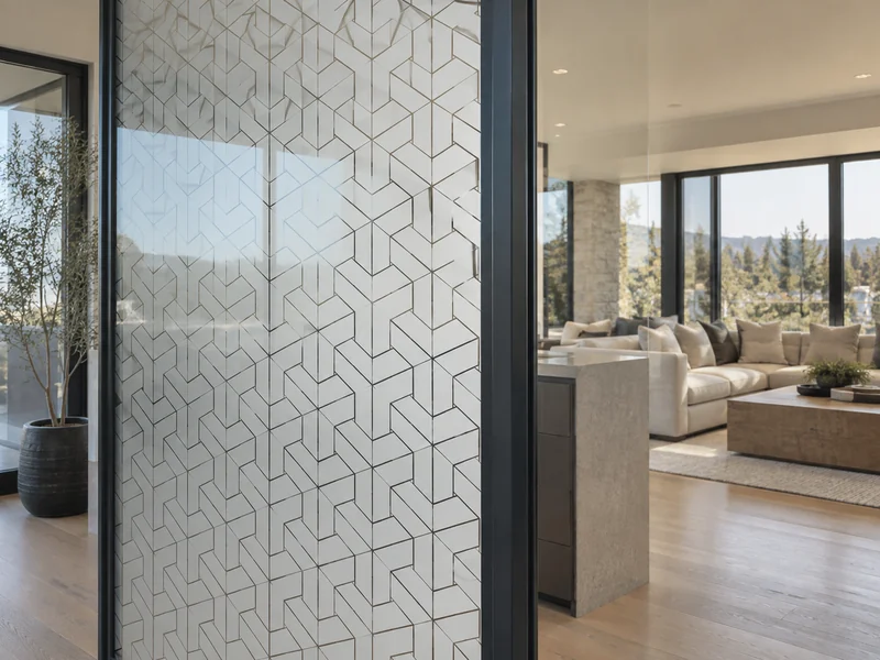 Illustrative patterned glazing for a graphic treatment